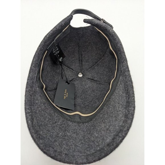 RAG & BONE Lexington 100% wool baseball cap hat - CHARCOAL GRAY - SMALL - Picture 7 of 11